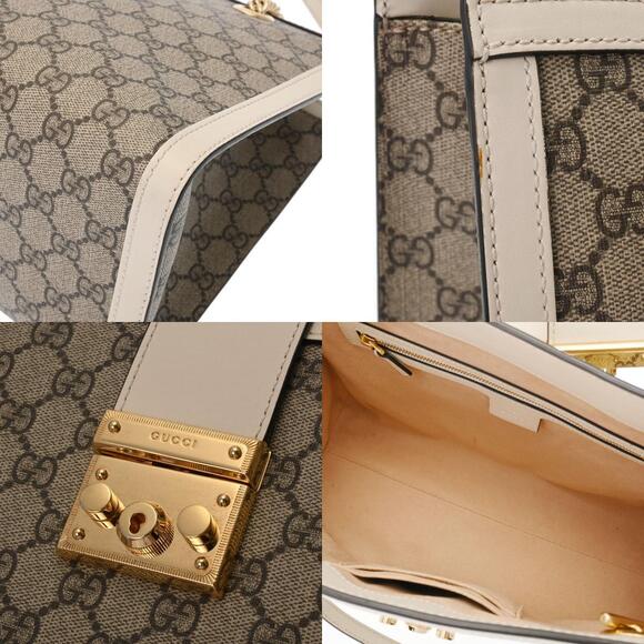 Gucci Padlock GG Chain Shoulder Bag Beige Supreme Canvas Tote - Picture 9 of 9